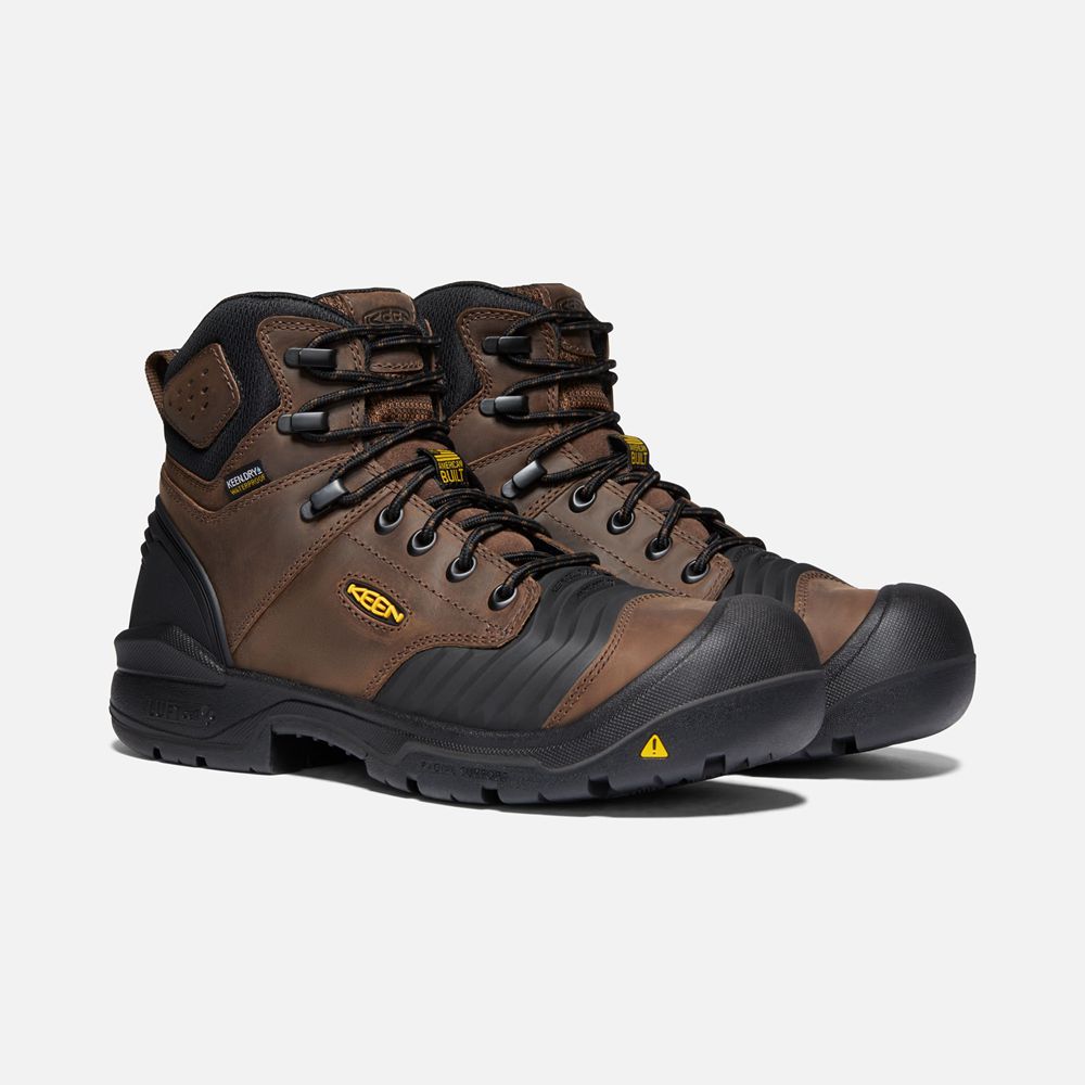 Keen Laarzen Heren Bruin/Zwart - Portland 6\" Waterproof (Carbon-Fiber Toe) - 67480-YVUJ